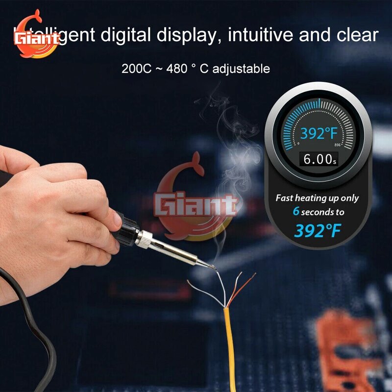 60w temperatura constante display digital conjunto de ferro de solda, 200 temperature 480 temperature temperatura ajustável, design de proteção múltipla