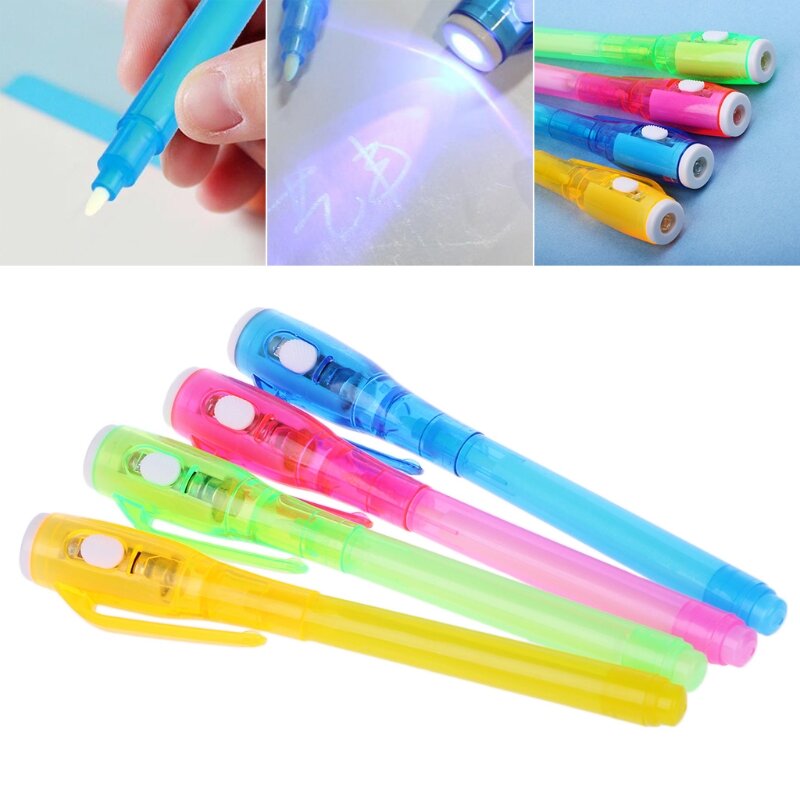 Magic Invisible Ink Pen Writing Secret Message Gadget With UV Light Stationery