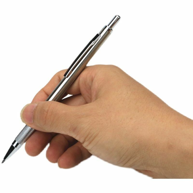 สแตนเลสสตีลดินสอ2.0 1.3 0.9 0.7 0.5สีดำนักเรียนเขียนภาพวาด Professional ปากกา