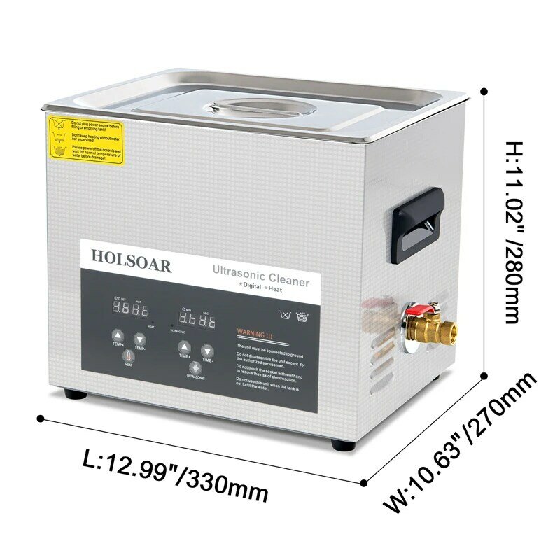 Limpiador ultrasónico, 10L, 240W, con temporizador de calentador y cesta para lavar joyas, latón