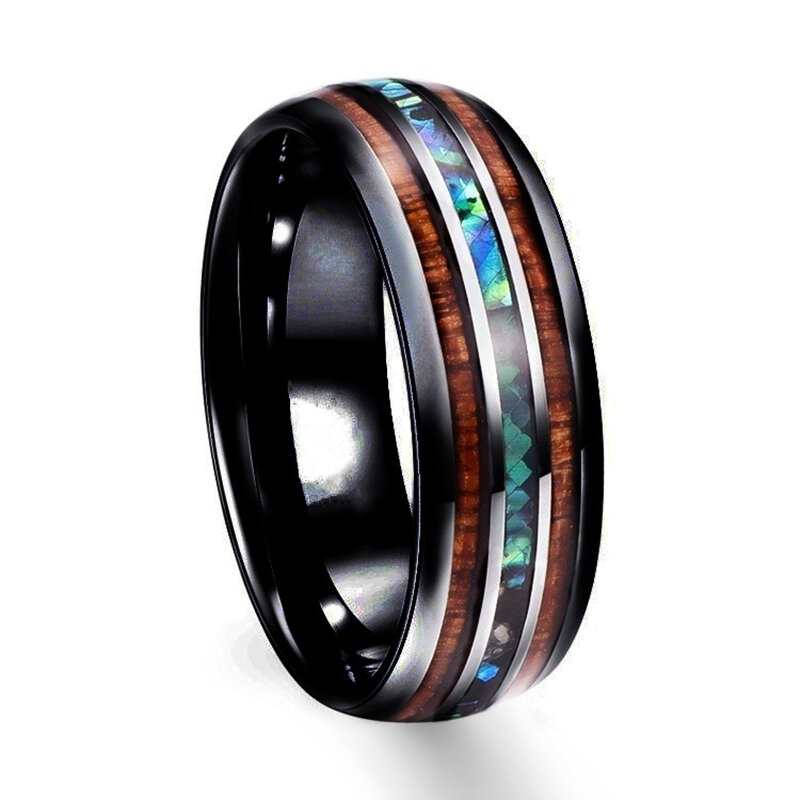 FDLK 8มม.สแตนเลสสตีลแหวนสีฟ้าสีแดง Rainbow Groove Beveled แหวนคาร์บอนไฟเบอร์แหวน Men งานแต่งงานเครื่องประดับ