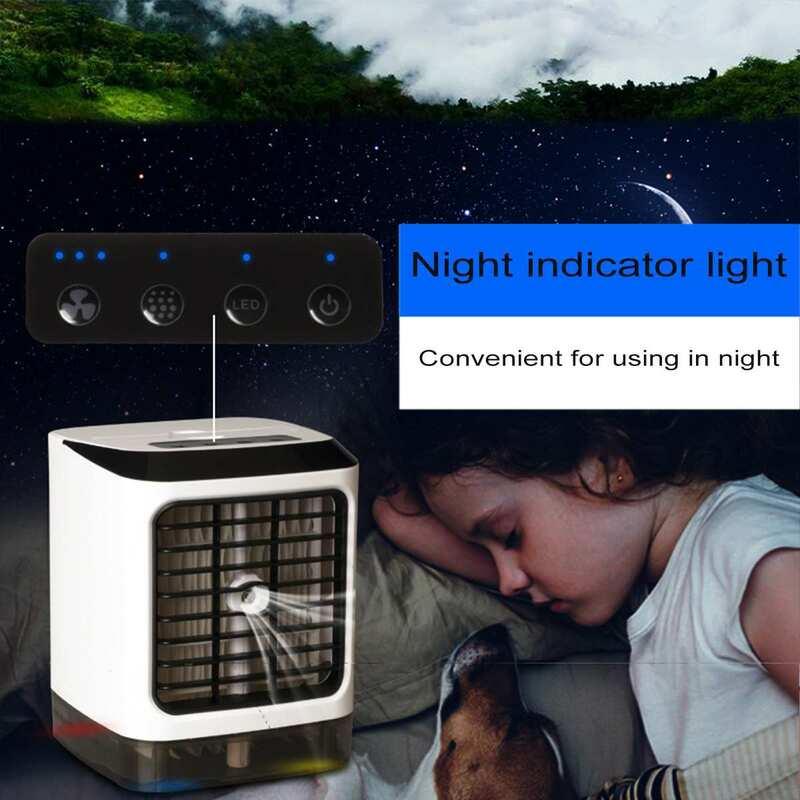 3IN1 Mini Portable Air Conditioner 7 Colors LED Conditioning Humidifier Purifier USB Desktop Air Cooler Fan + Remote Controller