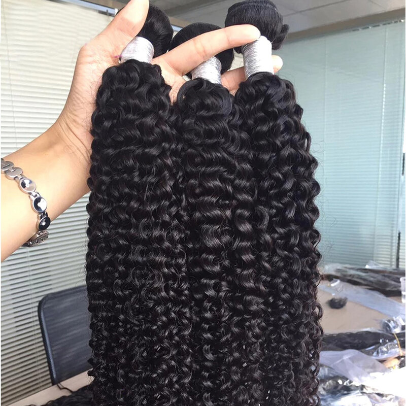 Ruwe Peruaanse Haar Kinky Krullend Bundels 8-24 Inch 1/3/4 Afro Krullend Weave Bundel Deals Natuurlijke Kleur remy Human Hair Extensions