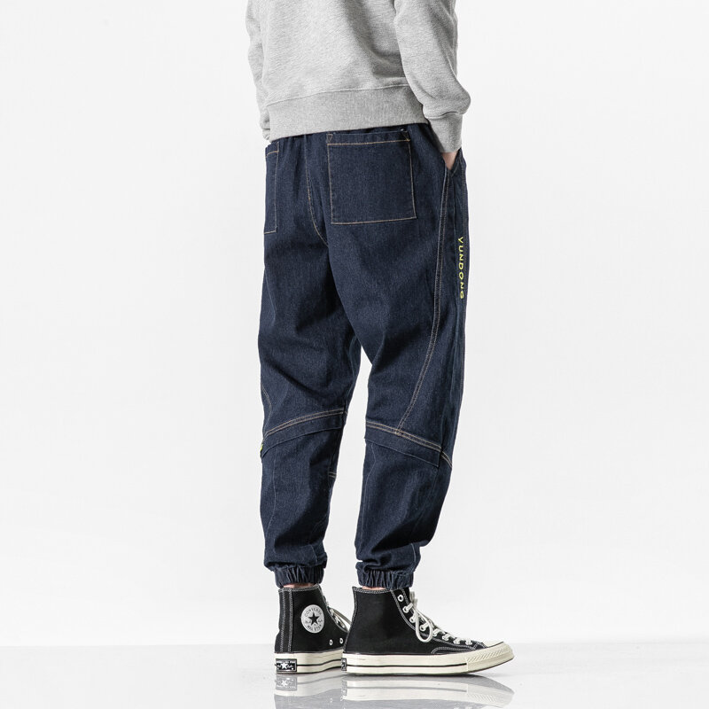 Quatro estações novo casual solto calças de brim grande negócios moda denim velo estiramento marca quente calças finas masculinas calças jeans 8xl