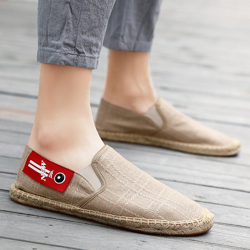 2021 estate nuove scarpe Casual da uomo in lino scarpe da pescatore tessute a mano moda Casual espadrillas piatte scarpe da guida di grandi dimensioni