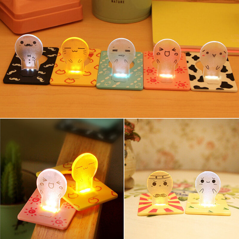 Lámpara LED portátil de moda para mesita de noche, luz de tamaño de tarjeta, bolsillo plegable, ahorro de energía, creativa, 1 pieza