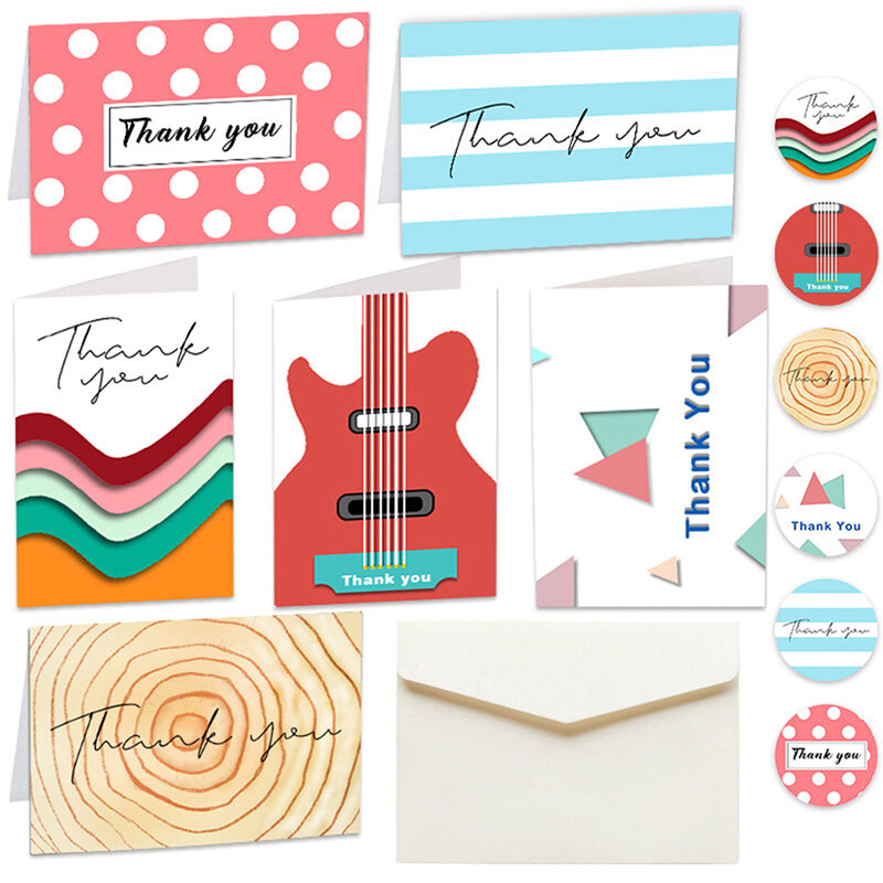 6Set Geometry Thank You Cards Wedding Party Invitation Greeting Cards Envelope