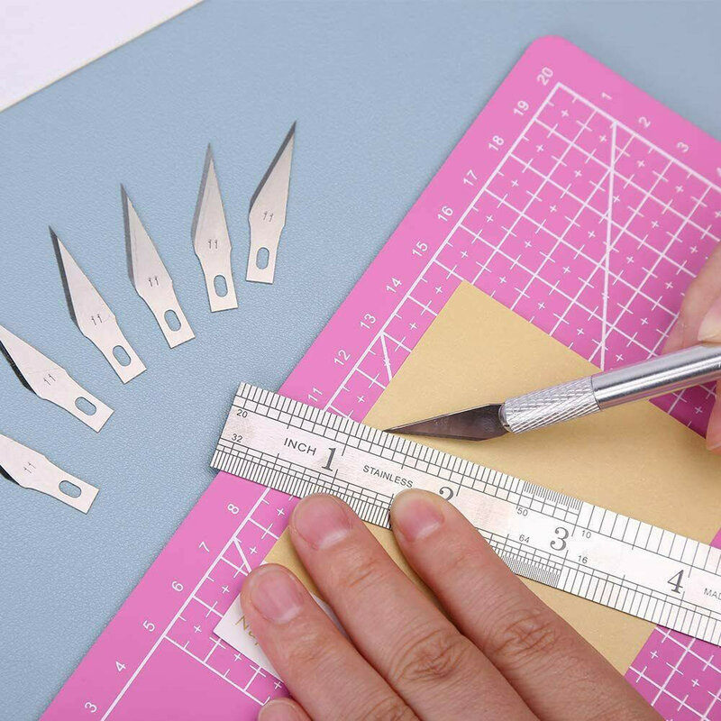 100PCS 11# Blades Stainless Steel Engraving Knives Blades Woodworking Tools SK5 Metal Blade Graver Craft Scalpel Knives Blade