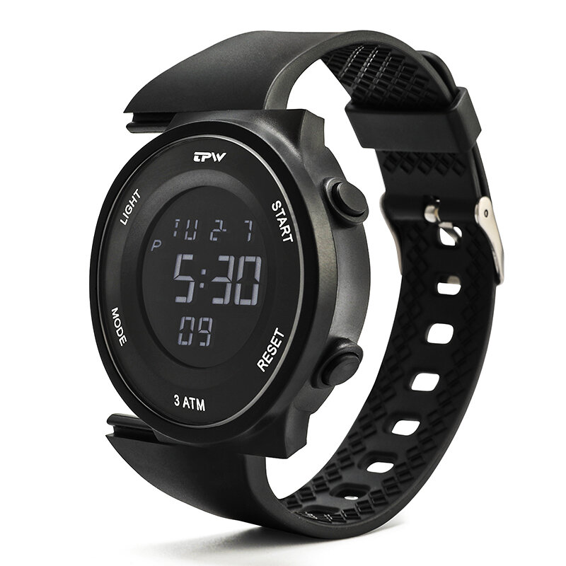 Relojes digitales deportivos para hombre, cronómetro con correa reemplazable, alarma, cronómetro, resistente al agua 3ATM