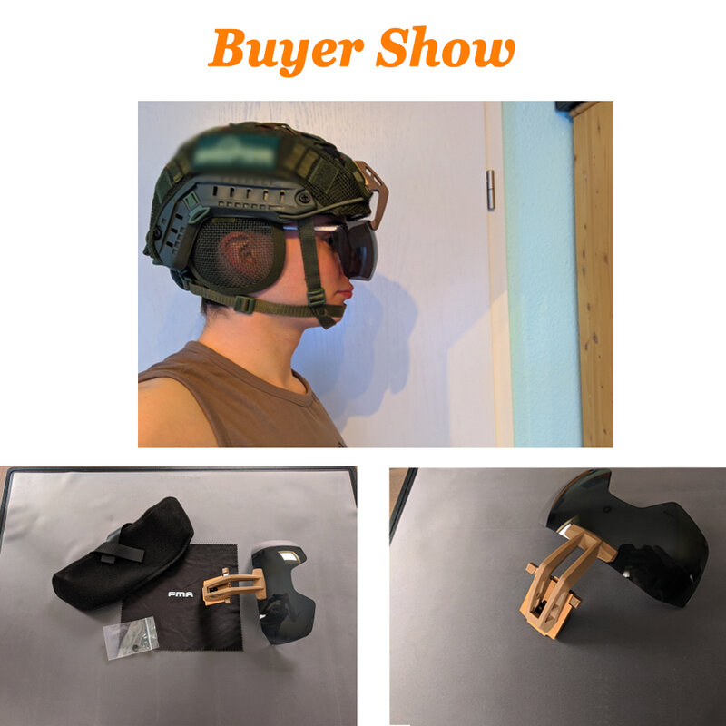 FMA Tactical Helmet Goggles Anti Fog Airsoft WarGame Goggles For Helmet 3mm Thick Lenses TB1361 Helmet Accessories