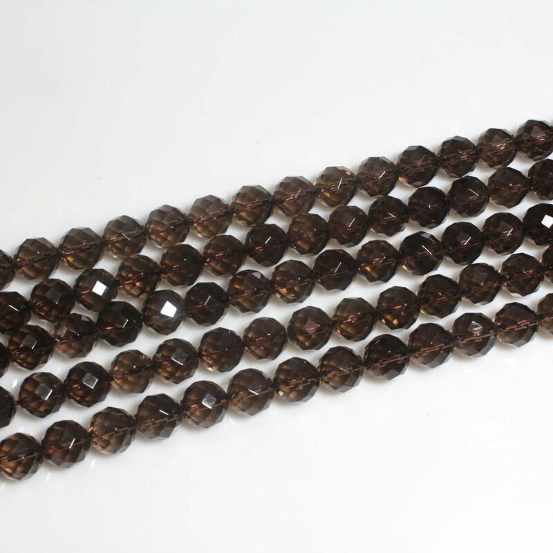 Natural Smoky Quartz 64Facet Gemstone 6 8 10 12mm Grey Crystal Round Beads Accessories for Necklace Bracelet DIY Jewelry Making
