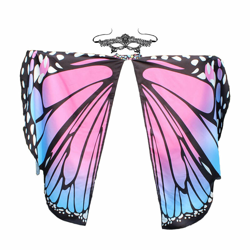 Disfraz de capa de hada Pixie para niños, chal de mariposa de colores