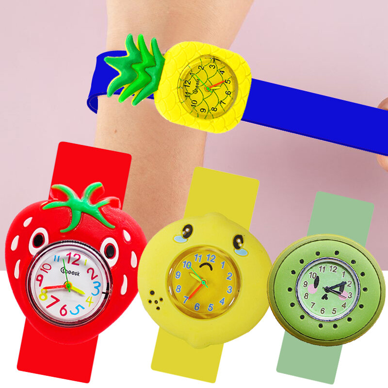 Reloj con dibujos de limón, Kiwi, piña, naranja y Pitaya para niños y niñas, cronógrafo de horario de estudio