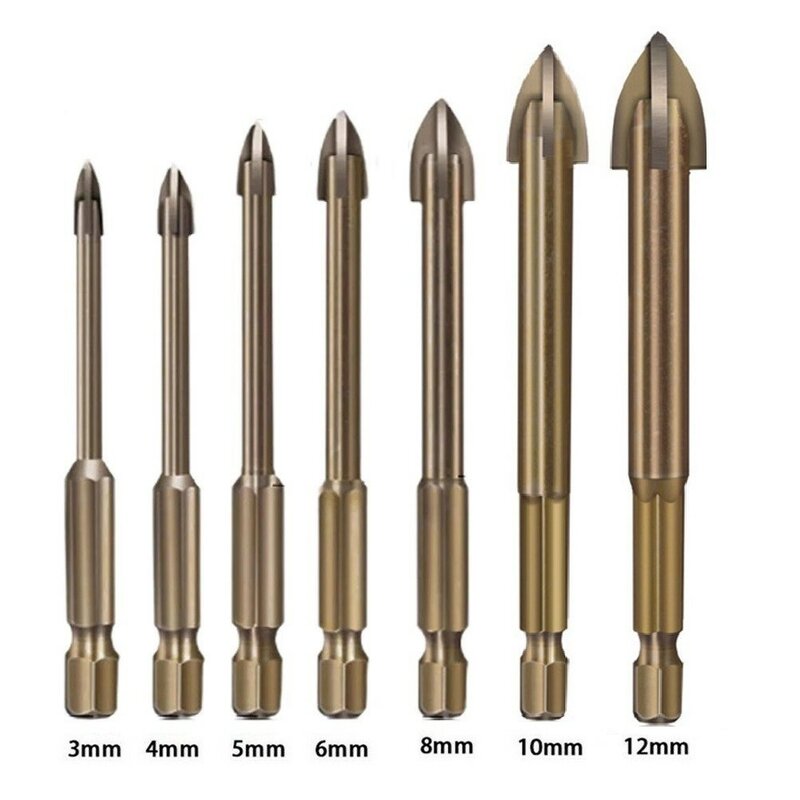 7pcs Universal Drilling Tool Efficient Multi-functional Cross Alloy Drill Bit Tip High Quality Multi-size Home Power Tools