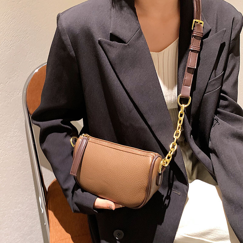 Autunno 2021 New Fashion Ladies Luxury borsa a tracolla a catena semplice di alta qualità borsa a tracolla in morbida pelle tinta unita