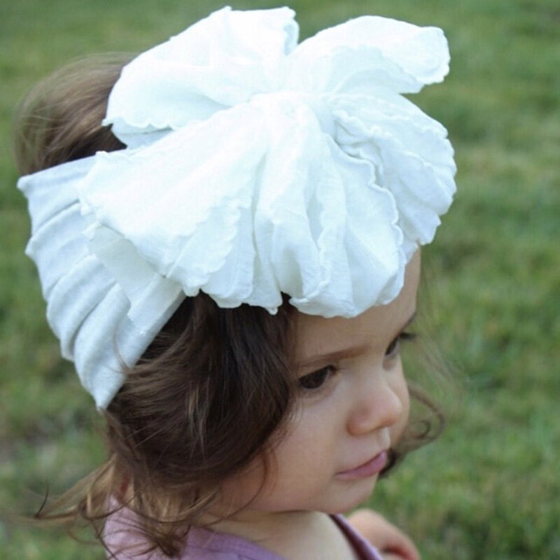 Однотонная повязка на голову для девочек 2021 милые детские аксессуары для волос с бантом детская кружевная Милая повязка на голову