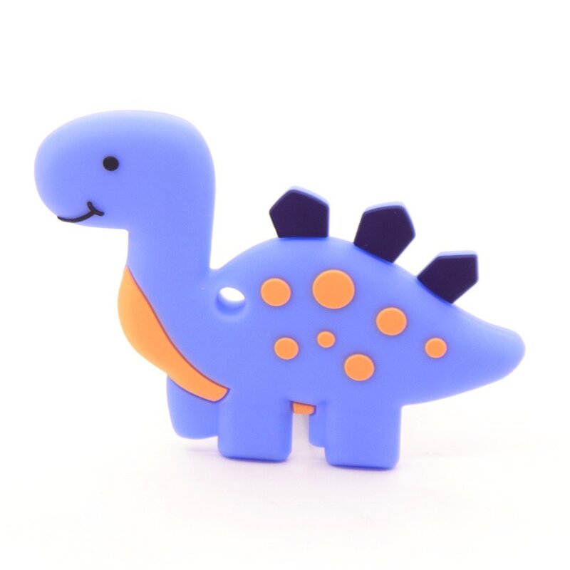 Rohde 1 Buah Mainan Gigit Silikon Bayi Dinosaurus Lucu Liontin Klip Dot Kunyah Aksesori Rantai Dot Bpa Gratis Hadiah