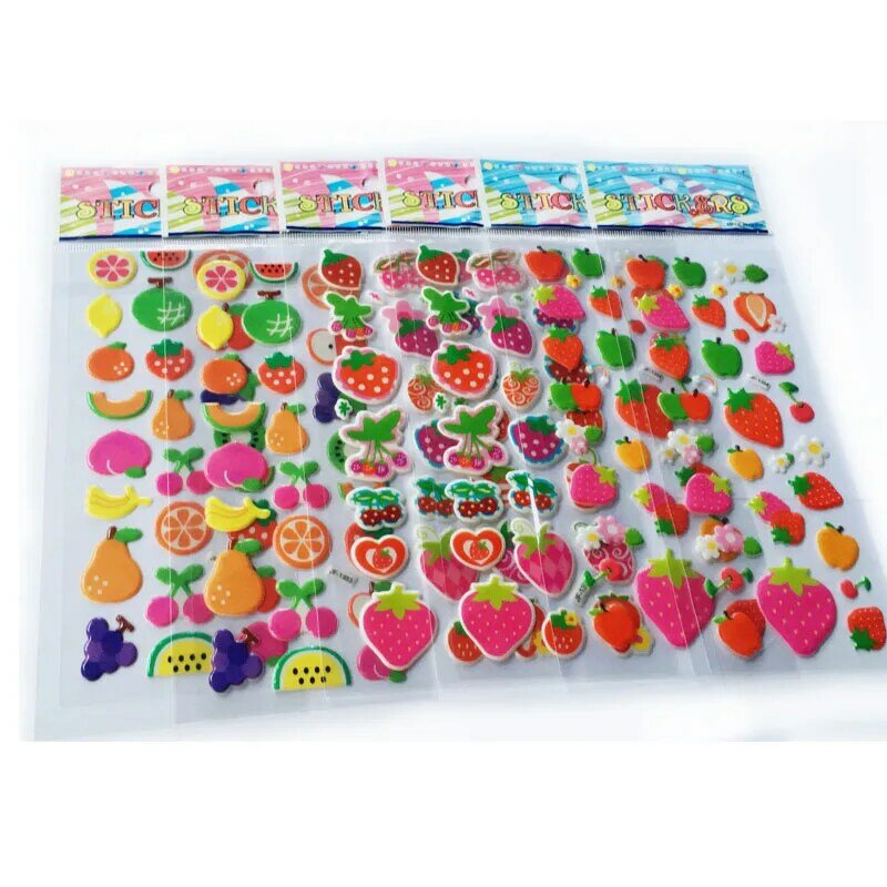 5 pçs/lote Bolha Adesivos 3D frutas Dos Desenhos Animados Clássicos Brinquedos Scrapbook Recompensa Presente de Morango Para Crianças dos miúdos Etiqueta WYQ