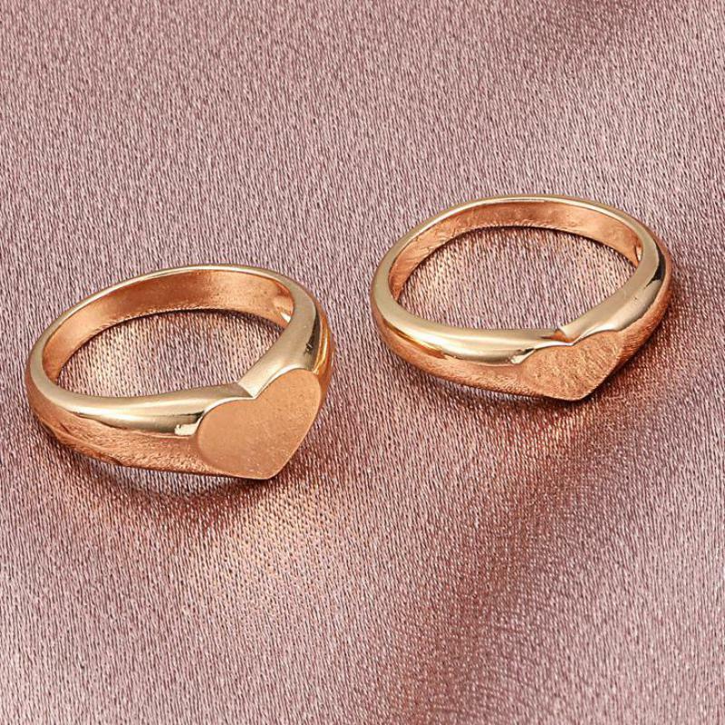 Anel de coração coreano do vintage ouro prata chapeado coração anéis para as mulheres jóias índice dedo anel de jóias anel anel anel anel anel bague anillos aneis