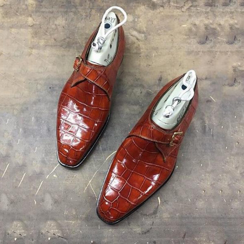 Sepatu Pria Gaun Sepatu Biksu Gesper Kulit PU Klasik Nyaman Sapatos Para Hombre Chaussures Tuang Hommes Kantor Padat KZ341
