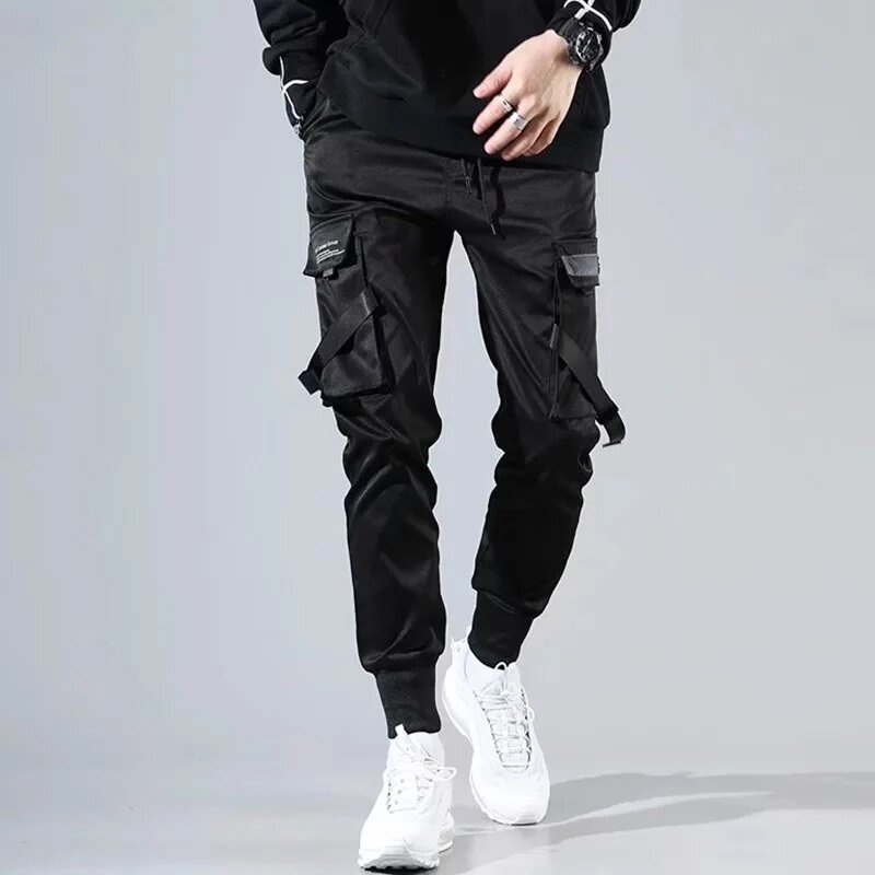 Pantalones bombachos con cintas para hombre  ropa de calle estilo Hi.. 