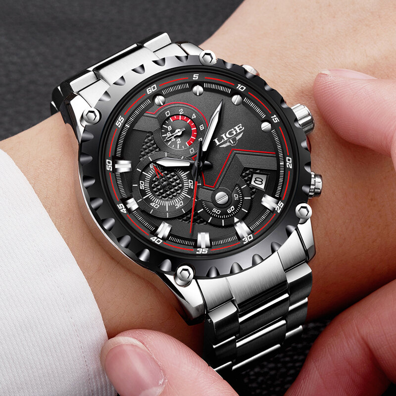 LIGE – montre à Quartz pour hommes, nouvelle mode, Top marque de luxe, Sport, militaire, étanche, chronographe, horloge