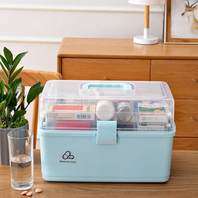 3-слойный портативный набор первой помощи, пластиковый многофункциональный медицинский шкаф, семейный аварийный набор