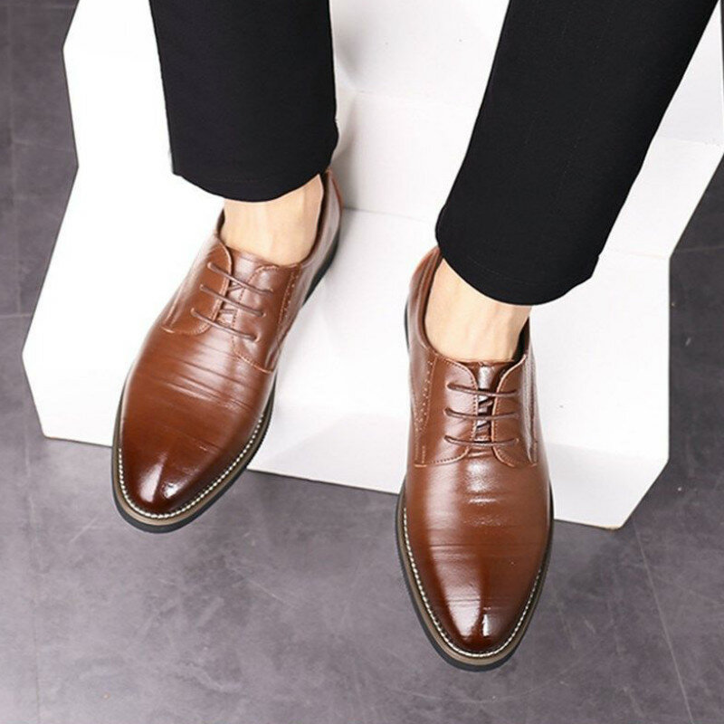 حذاء أكسفورد كلاسيكي مسطح من الجلد الطبيعي منحوت على طرف الجناح للرجال ، حذاء إيطالي رسمي ، مقاس كبير 38-48 ، لفصل الشتاء ، 2020
