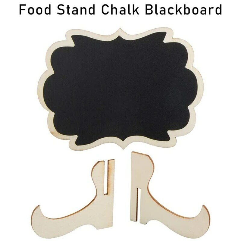 20 pacote mini retângulo quadro etiqueta, findtop pé suporte e pendurado giz quadro negro madeira pequena placa de mensagem