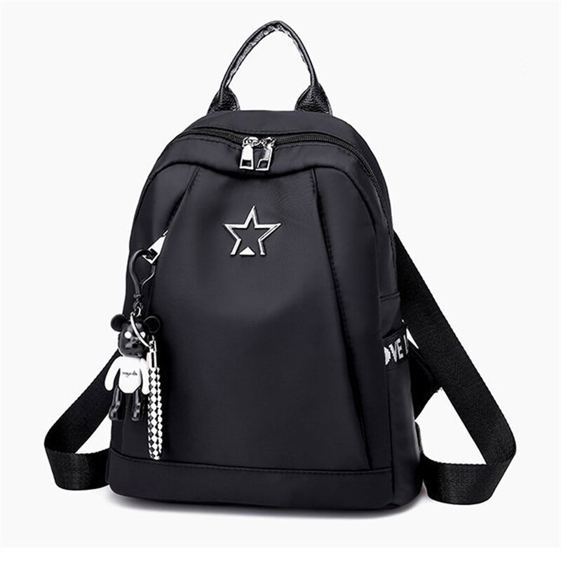 Mulheres oxford impermeável pano preto mochila estudante escola mochila sacos para adolescentes mochila casual viagem daypack