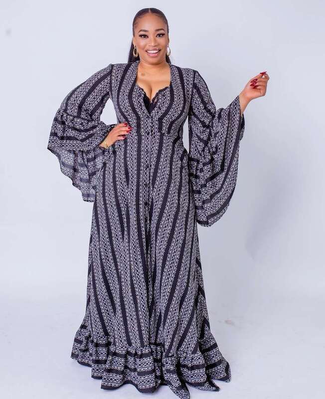 Pakaian Wanita Dashiki Afrika Desain Klasik Mode Baru Gaun Panjang Longgar Cetakan Kain Sifon Abaya untuk Wanita FR139