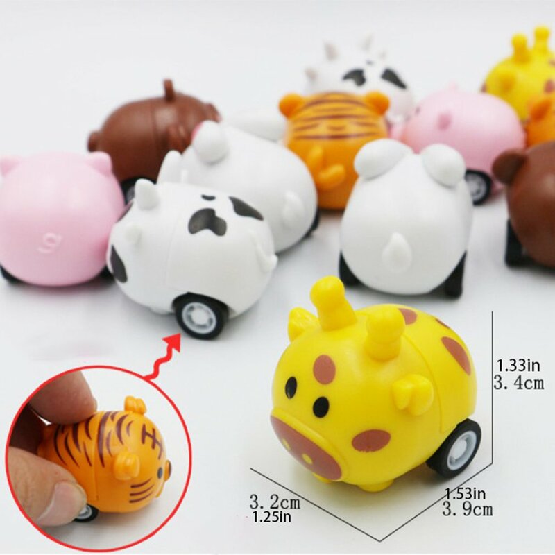 Animal Mini Pull Back Coche Puzzle de plástico Juguete inercial Mini Coche Juguetes para niños Padre-niño Interactivo Juguetes 