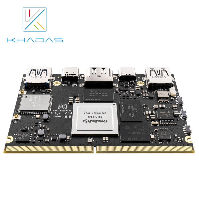Khadas Edge Max с 128 ГБ EMMC 5,1 RK3399 Soc одной платой компьютера