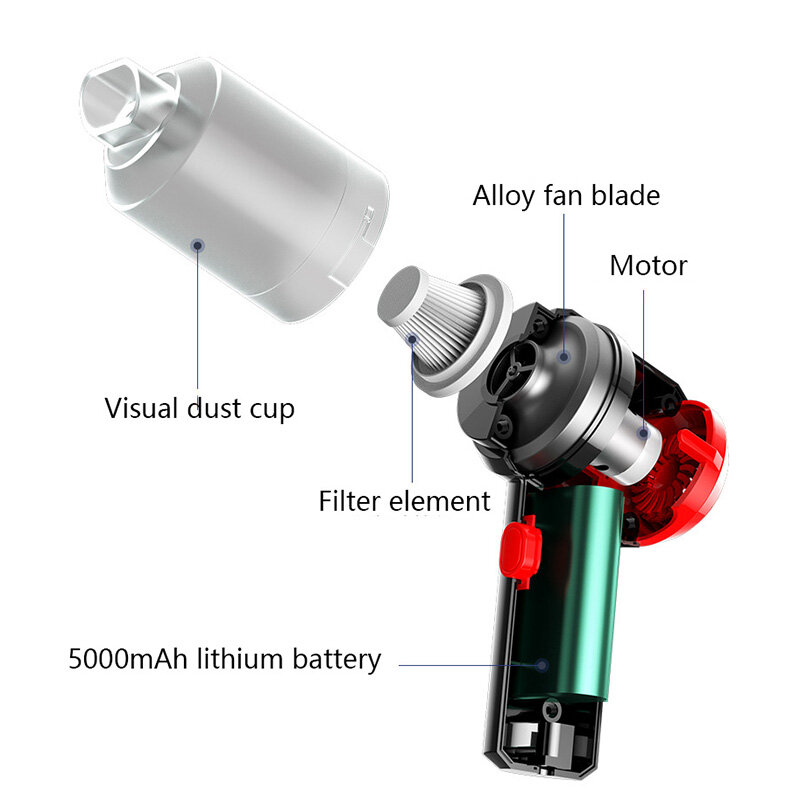RACEFAS Pembersih Vakum Nirkabel Genggam untuk Aplikasi Rumah Pembersih Vakum Mobil Mini untuk Mesin Cylone Sparator Produk Mobil