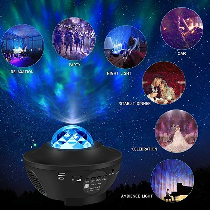 LED Sky Galaxy Star Projector Remote Bluetooth เพลงเครื่องเล่นกล่องสี Holiday โคมไฟ USB ชาร์จ Starry Night Lamp