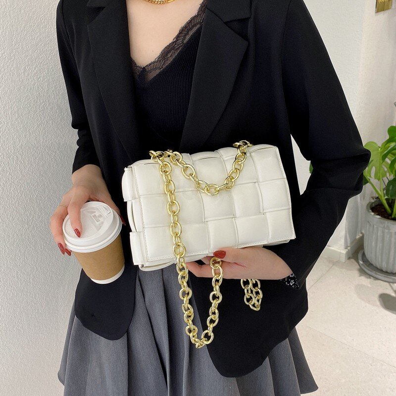 Designer  Women's  Messenger Bags 2021 High Quality Handbag Chain Shoulder Bag Luxury Female Crossbody Bags Lady Weave Flap Bags