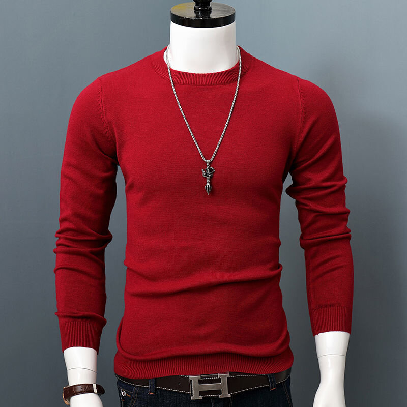 Suéter de estilo coreano para hombre, Jersey grueso informal, suelto, liso, con cuello redondo, de punto, nueva moda, otoño e invierno, W160, 2021