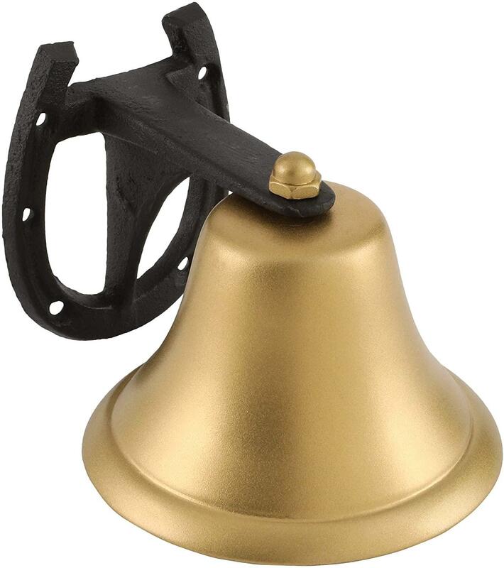 Dzwonki obiadowe na świeżym powietrzu wykonane ze złotego żeliwa | Uchwyt mocuje dzwonek do obu wewnętrznych powierzchni ścian zewnętrznych