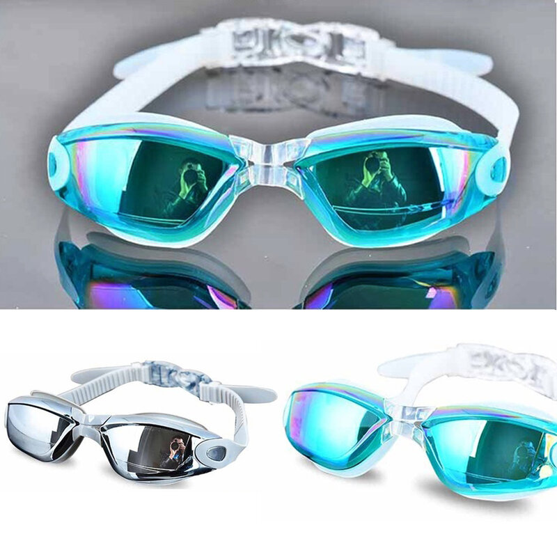 Professional ซิลิโคนว่ายน้ำแว่นตา Anti-Fog Electroplating UV ว่ายน้ำแว่นตาสำหรับชายหญิงดำน้ำกีฬาแว่นตา