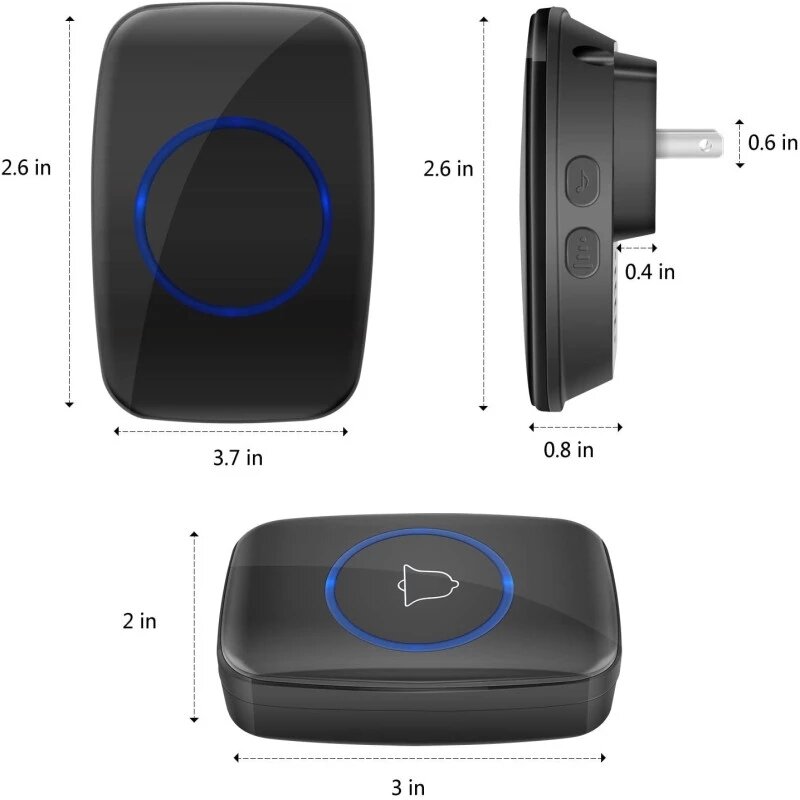 CACAZI-timbre inalámbrico inteligente para el hogar, alarma con botón táctil a prueba de agua, alcance de 300m