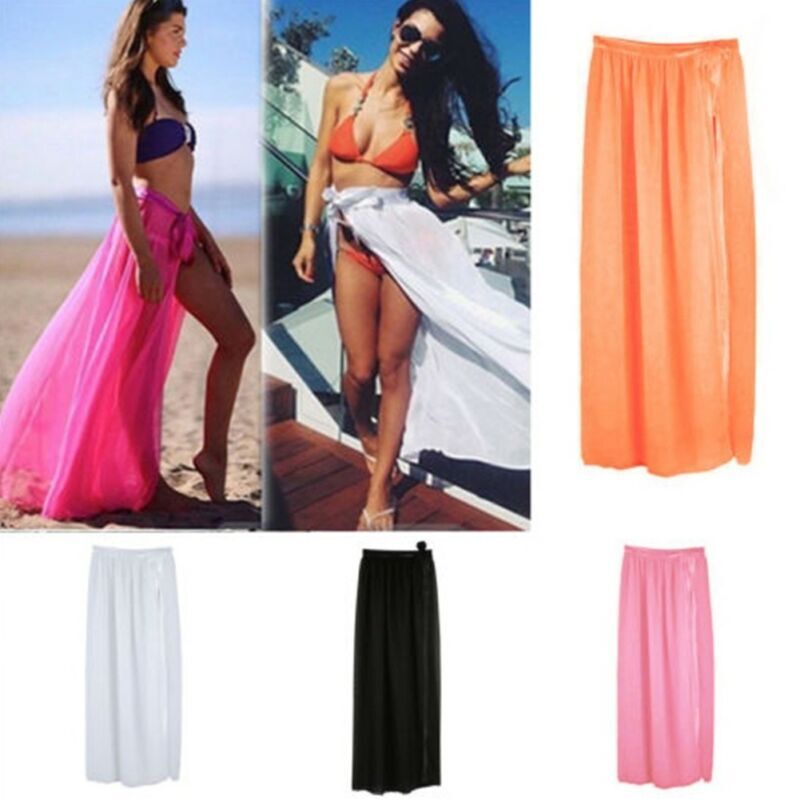 Womens swim wear bikini cover up sheer praia mini saia envoltório sarong pareo shorts verão beachwear