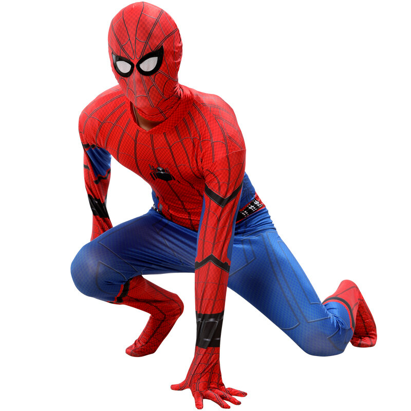 Anime Red Spider Cosume Man Cosplay Kid Adult Anime Cosplay Onesie Mask Cloak Jumpsuit  Fancy Dress Boy Clothing