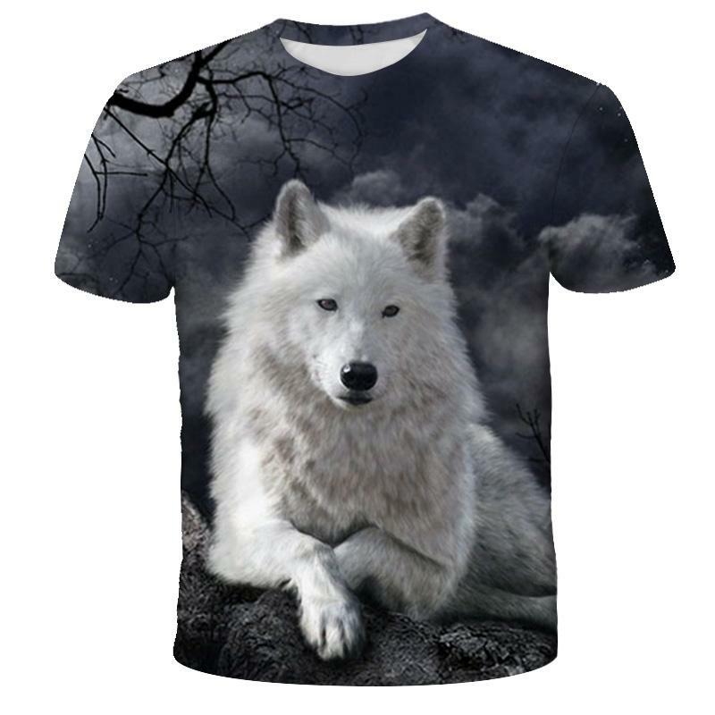 2021 Zomer Nieuwe 3D Animal Print T-shirt Cartoon Wolf Patroon Korte Mouwen Street Fashion Mannen En Vrouwen hoge-Kwaliteit T-shirt