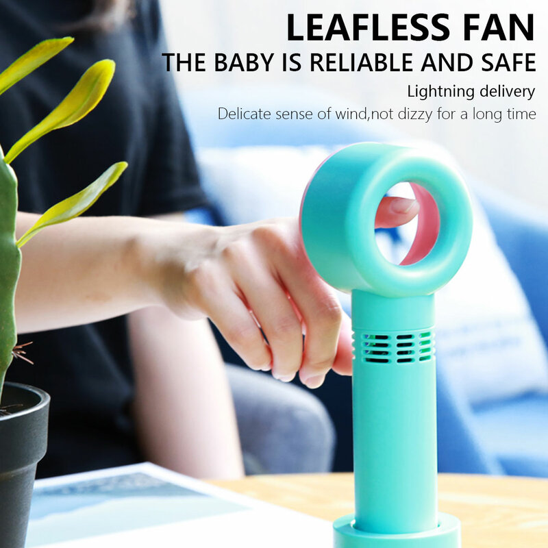 Mini Draagbare Bladeless Handy Fan Usb Oplaadbare Fan 360 ° Mute Handheld Fan Personal Air Koelventilator Wasbare 3 Snelheden outdoor