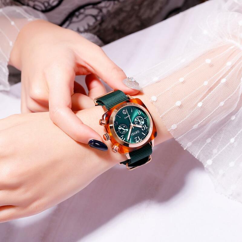 Skmei luxo moda feminina relógios de pulso de quartzo à prova dstylish água elegante multi-dial relógios de quartzo relogio feminino 9186