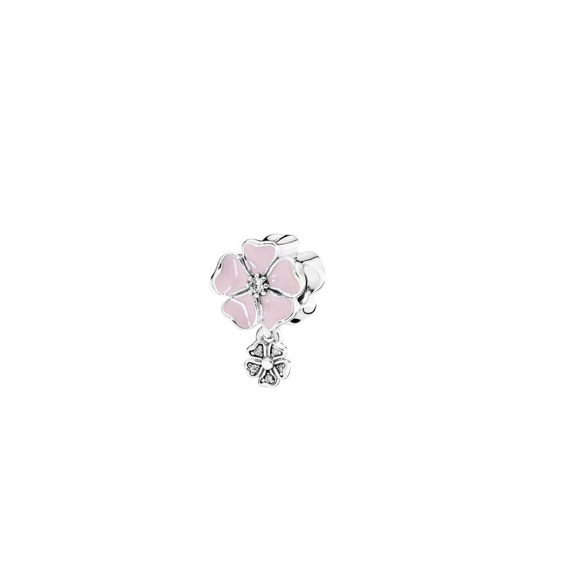 Pulseira acessórios pêssego flor daisy série adequado para pandora charme prata 925 grânulo pulseira para as mulheres diy jóias presentes