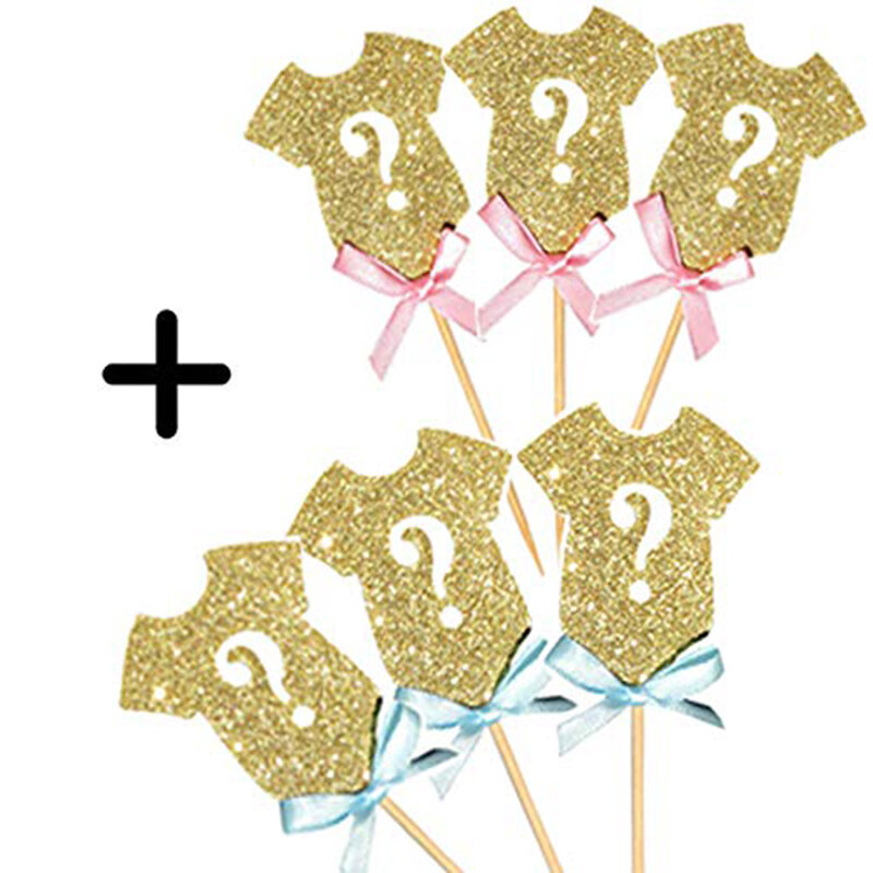 72 Pcs Jenis Kelamin Mengungkapkan Dekorasi Pesta Anak Laki-laki atau Perempuan 36 "Hitam Balon Lateks dengan Confetti Kue Toppers Tim Anak gadis Stiker