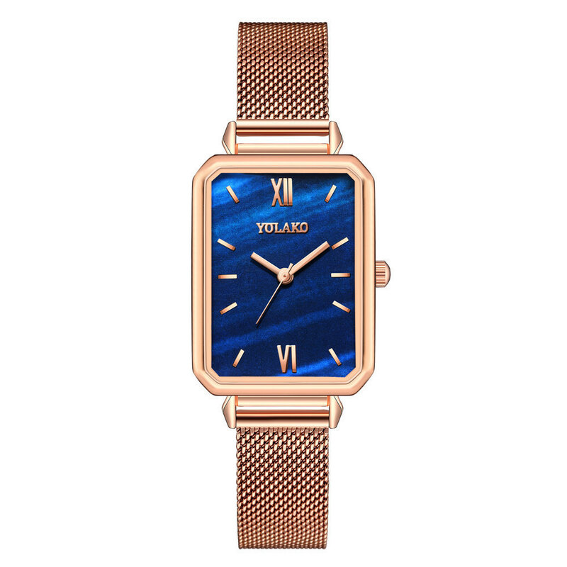 Часы наручные женские кварцевые, роскошные брендовые водонепроницаемые с квадратным магнитным ремешком, цвет розовое золото, 5 цветов