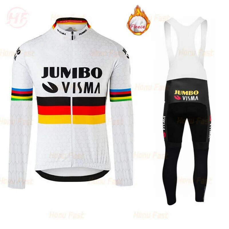 2022 Warm Winter Thermal Fleece Long Sleeve Cycling Clothes Men Jersey Suit MTB Ropa Ciclismo Clothing Bib Pants Set