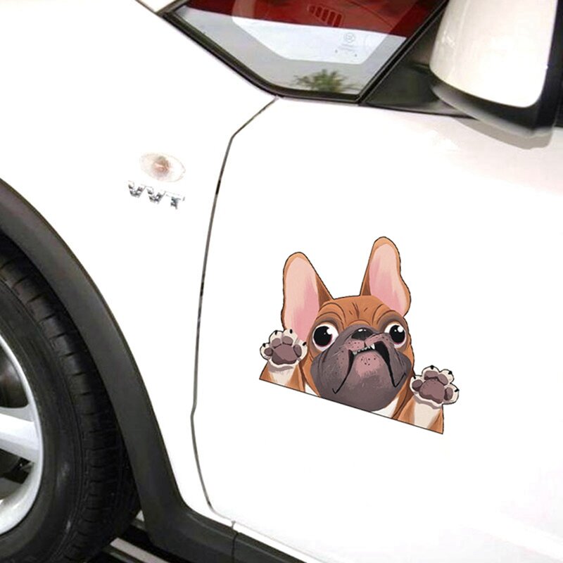 Cartoon Bulldog adesivi per Auto adesivi riflettenti per cani carini Kawaii Pet PVC Sticker Auto Window Car Body Decor decalcomanie Car-styling